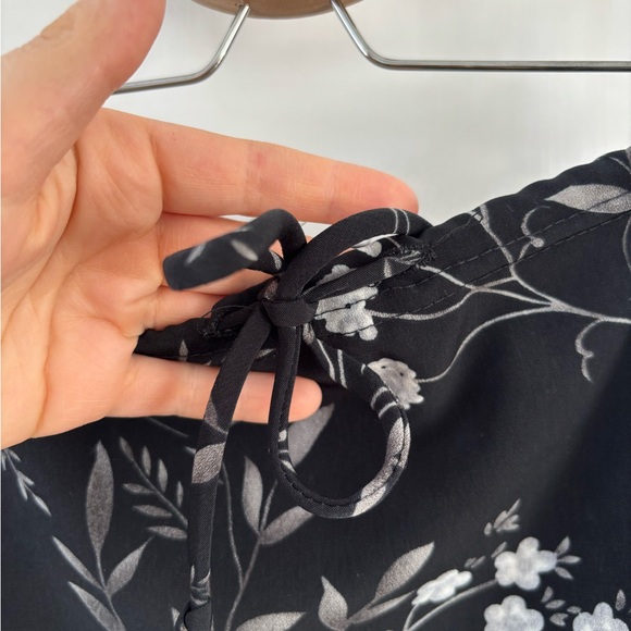 Vintage Floral Black White Small Midi Slip Skirt Cottagecore Fairycore Y2K - Picture 2 of 8